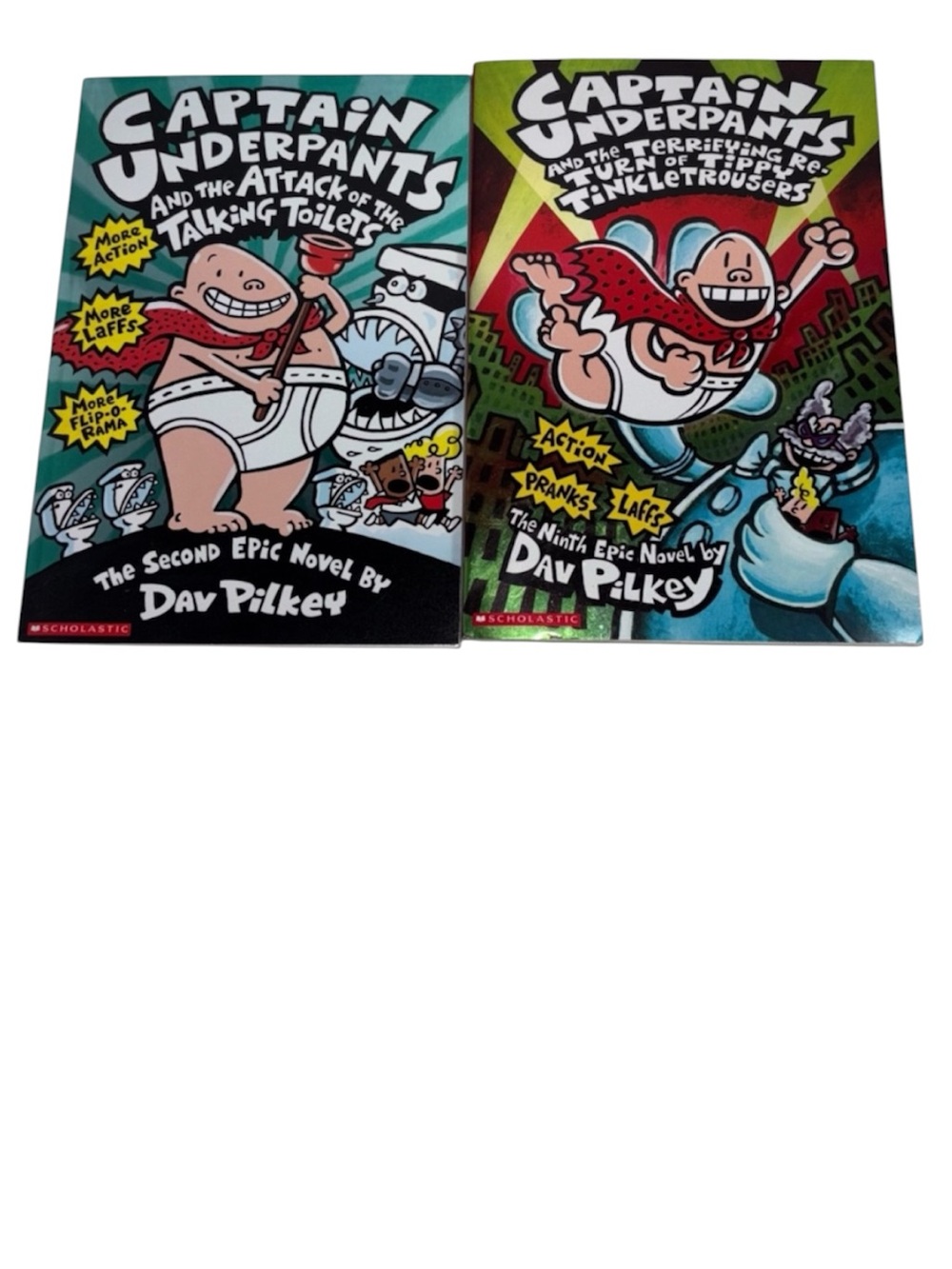 Captain Underpants by Dav Pilkey 2 Paperback Books Scholastic Reading Book #2 #9